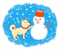 犬と雪だるま
