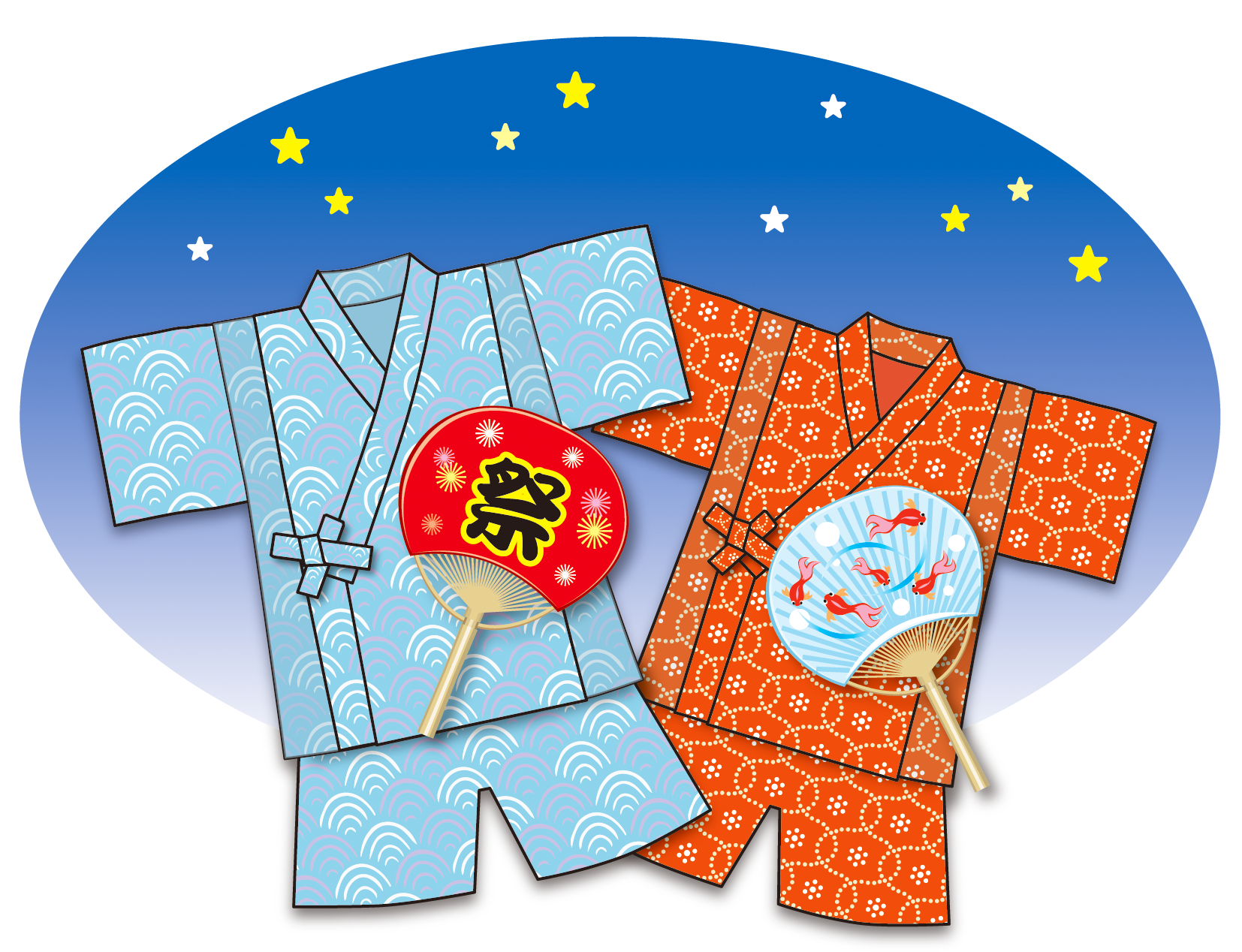 甚平とうちわ
