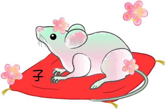 ねずみと梅の花