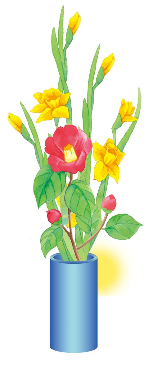 正月の花・水仙・椿