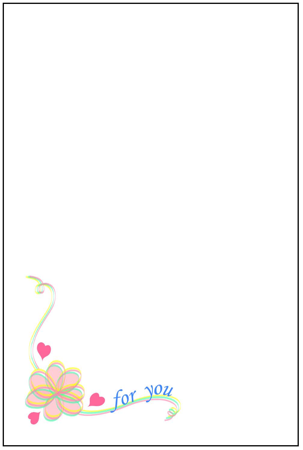 ハートとリボン　葉書縦書き